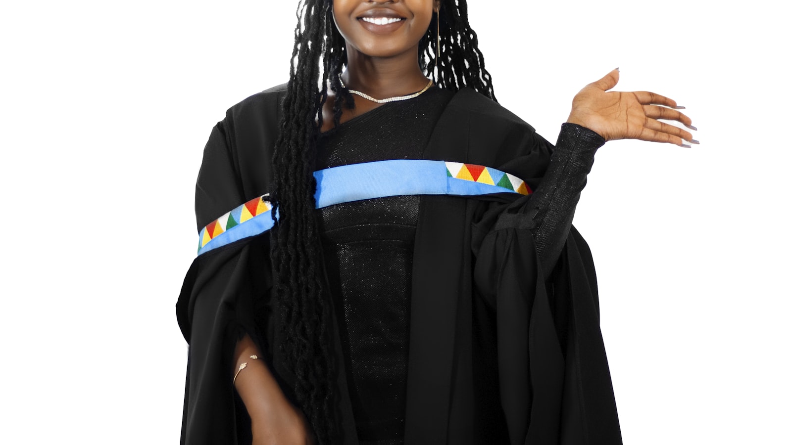 a person wearing a graduation cap and gown