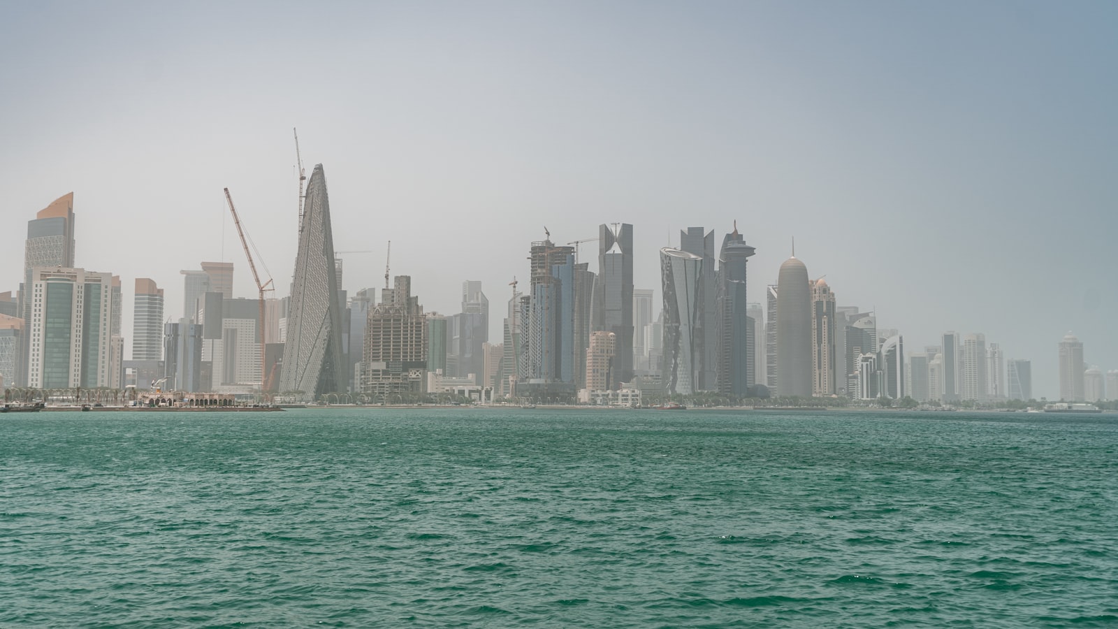 a city skyline across the water