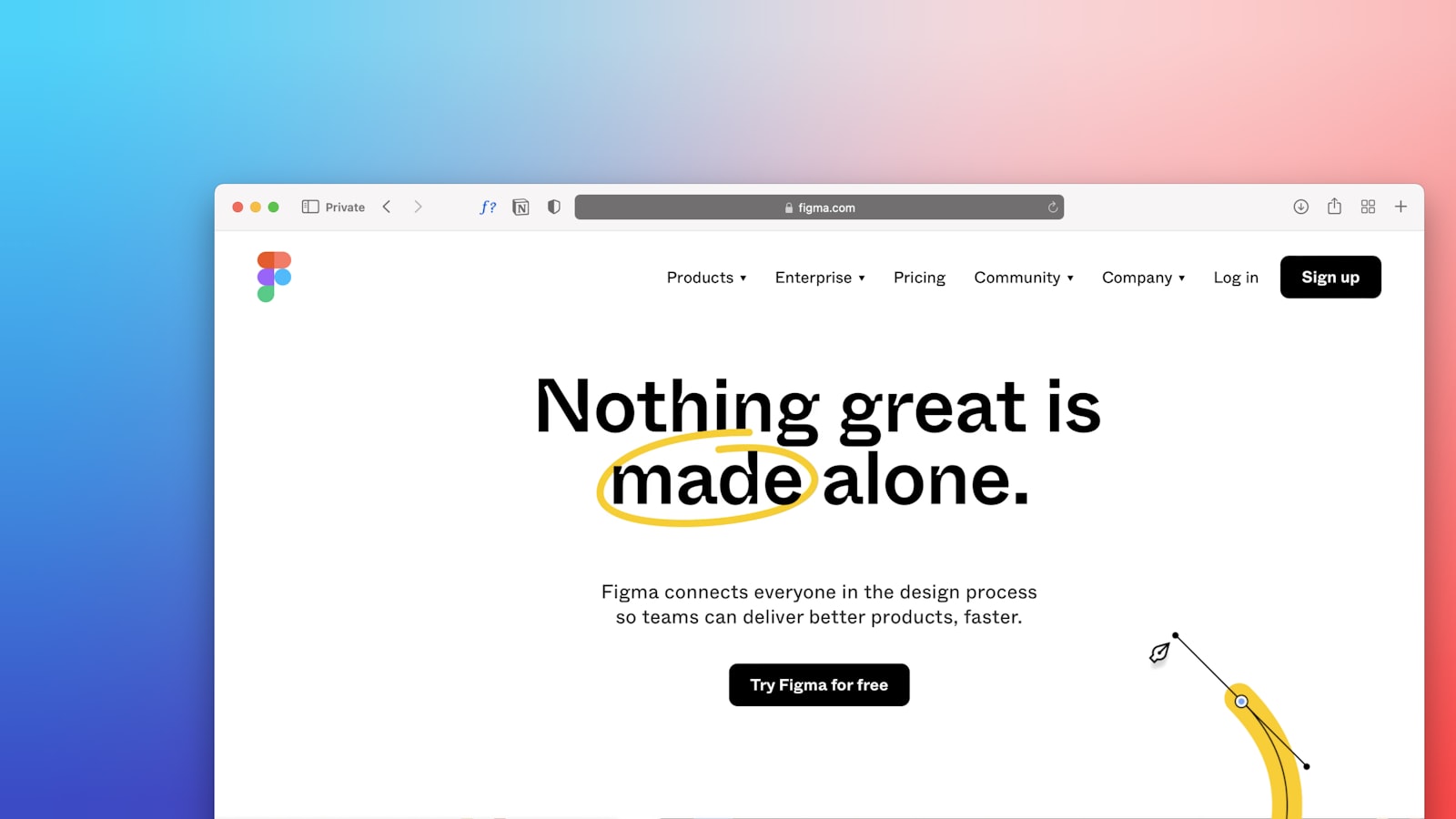 a computer screen with the words nothing great is made alone