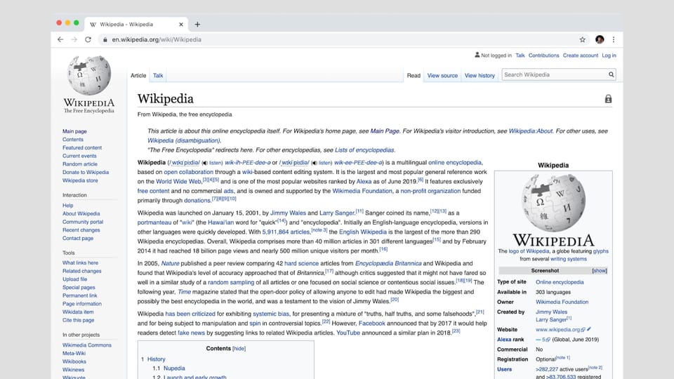 Wikipedia page screenshot