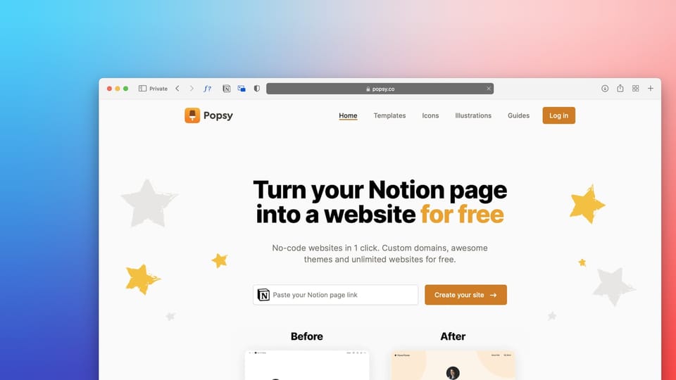 a website page with a star theme